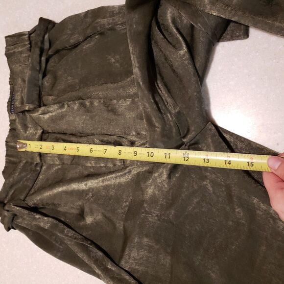 Urban Outfitters Satin Pants Dark Green Olive Pockets Size S-P High Rise E - Picture 8 of 9